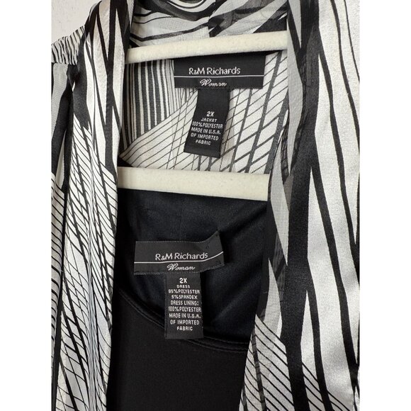 R&M Richards Woman 2 Piece Plus Size 2X Black Dress & Jacket Set Evening Formal - Picture 3 of 13